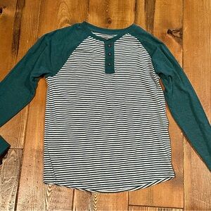 Cat & Jack Teal and White Striped Long Sleeve Tee